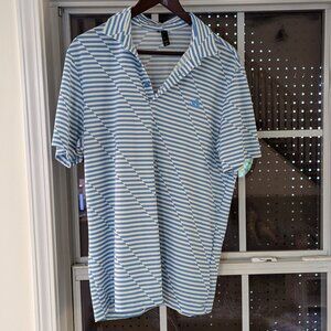 adidas Golf Polo, Men's Medium. Blue and White Stripe.